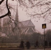 Notre Dame de Paris, during Sleet Storm by Jerry Raynor